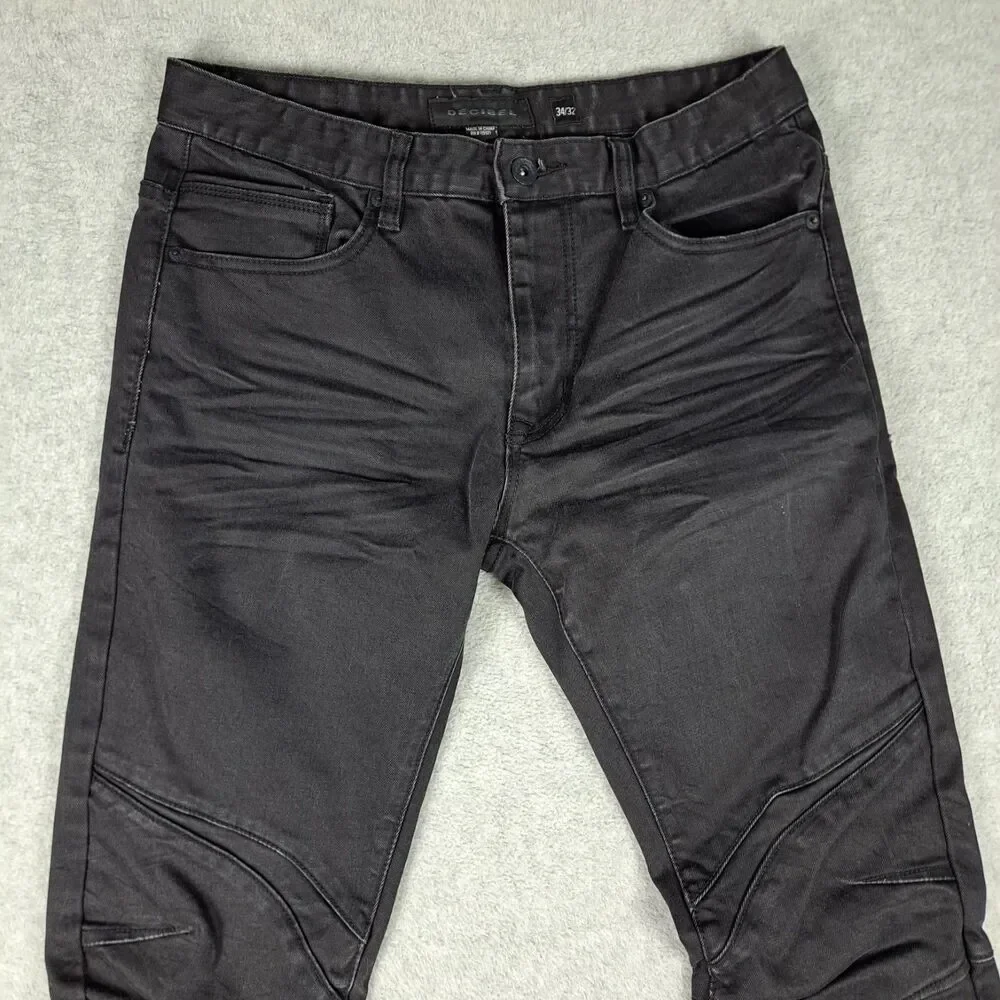 Decibel Jeans Men's 34x32 Black Denim Straight Skinny